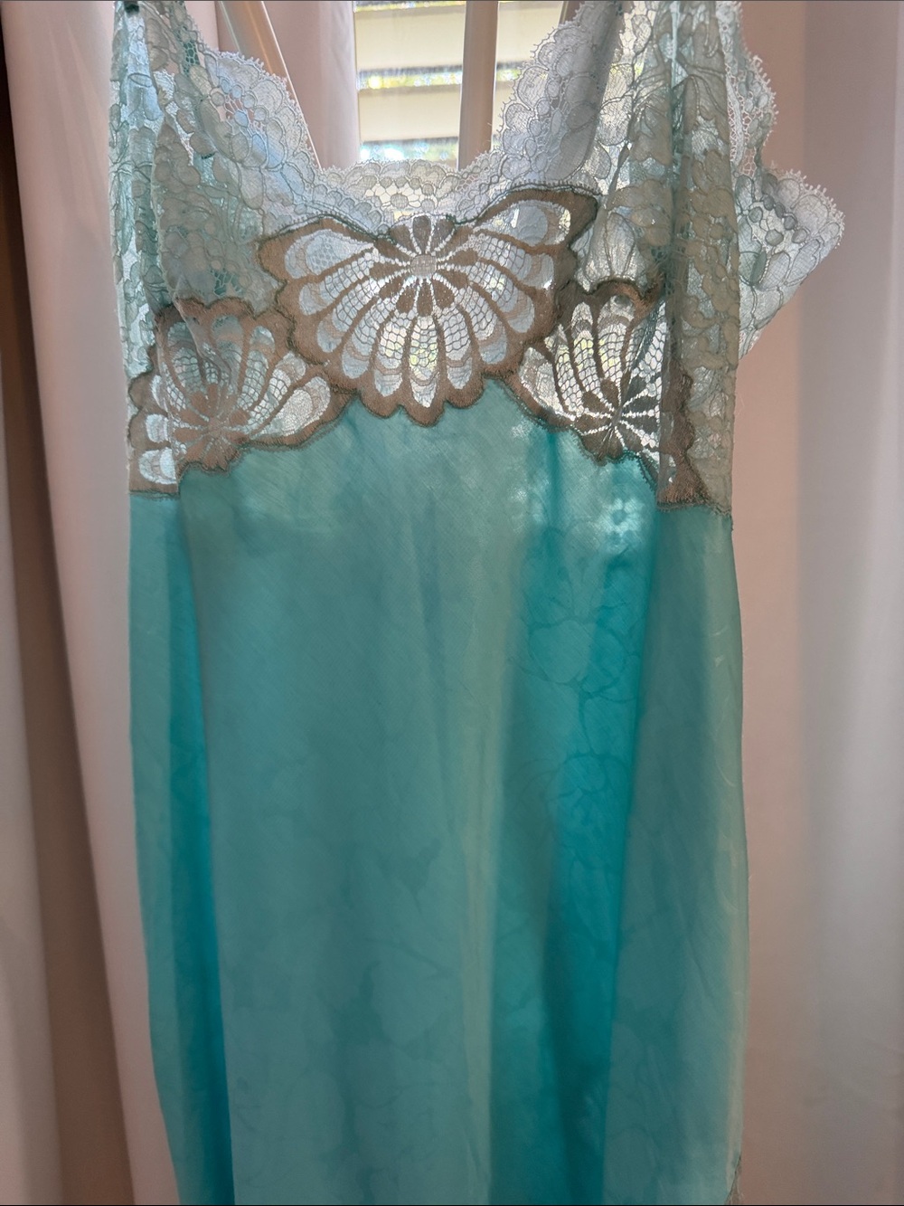 FERNANDO SANCHEZ- Aqua Lace-Trim Nightgown